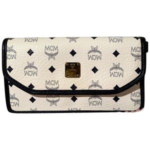 MCM Visetos Crossbody Bag in Navy & White